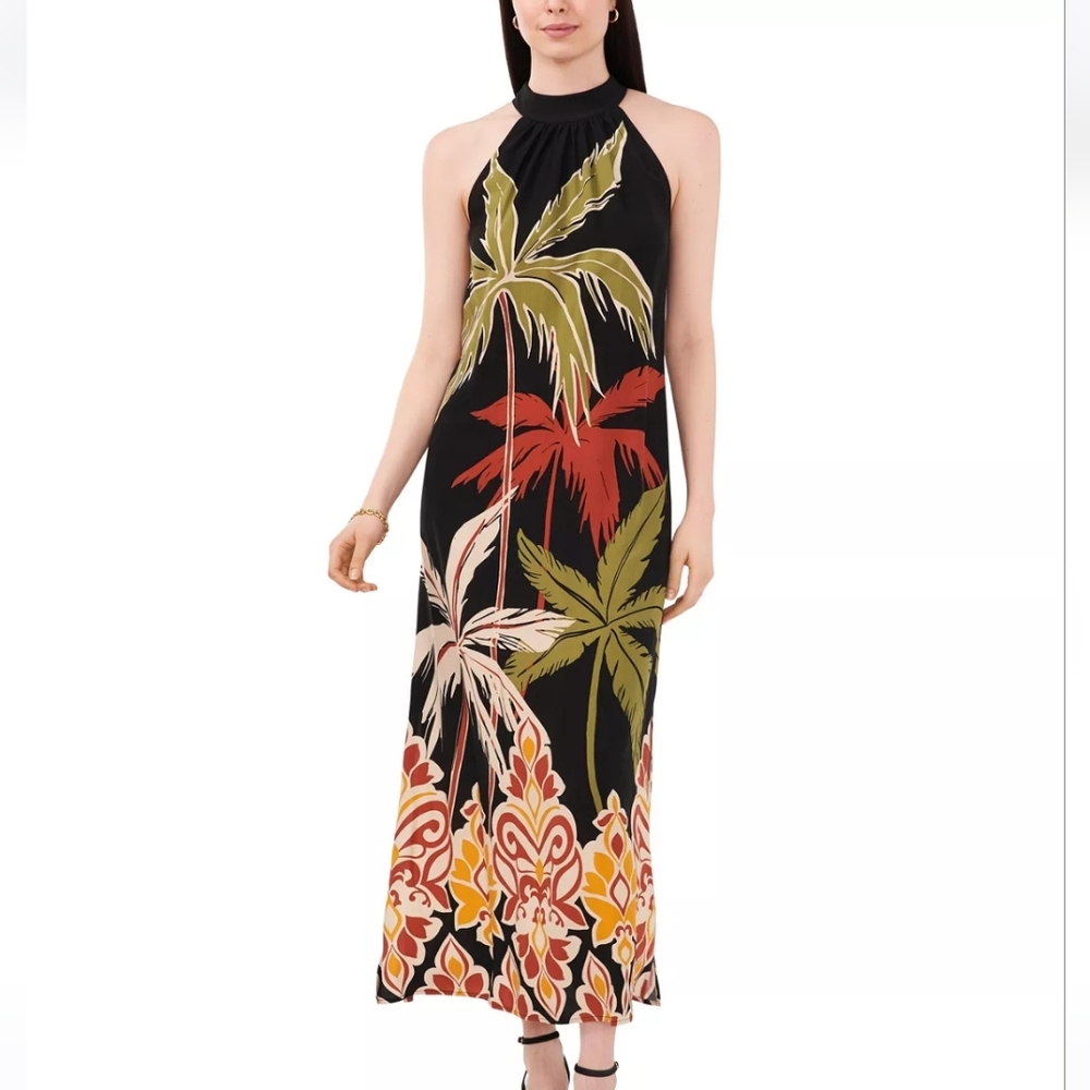 VINCE CAMUTO Printed Halter Maxi Dress